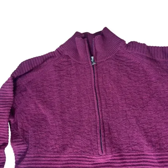 Obermeyer Women's Dolly Cashmere Blend 1/2 Zip Sweater L Maroon Long Sleeve - Picture 5 of 16